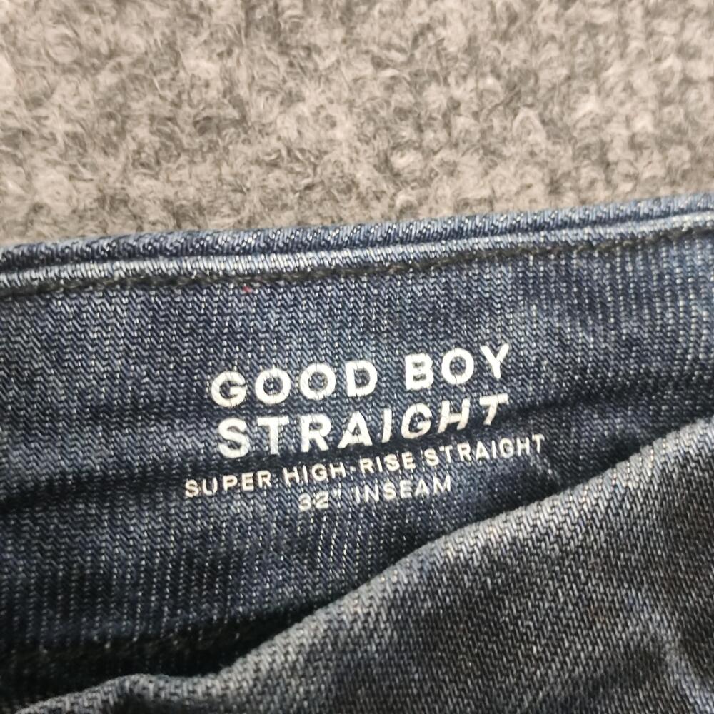 Good American Good Boy Straight Jeans Womens 8/29 Blue High Rise Slit Denim - Picture 10 of 13